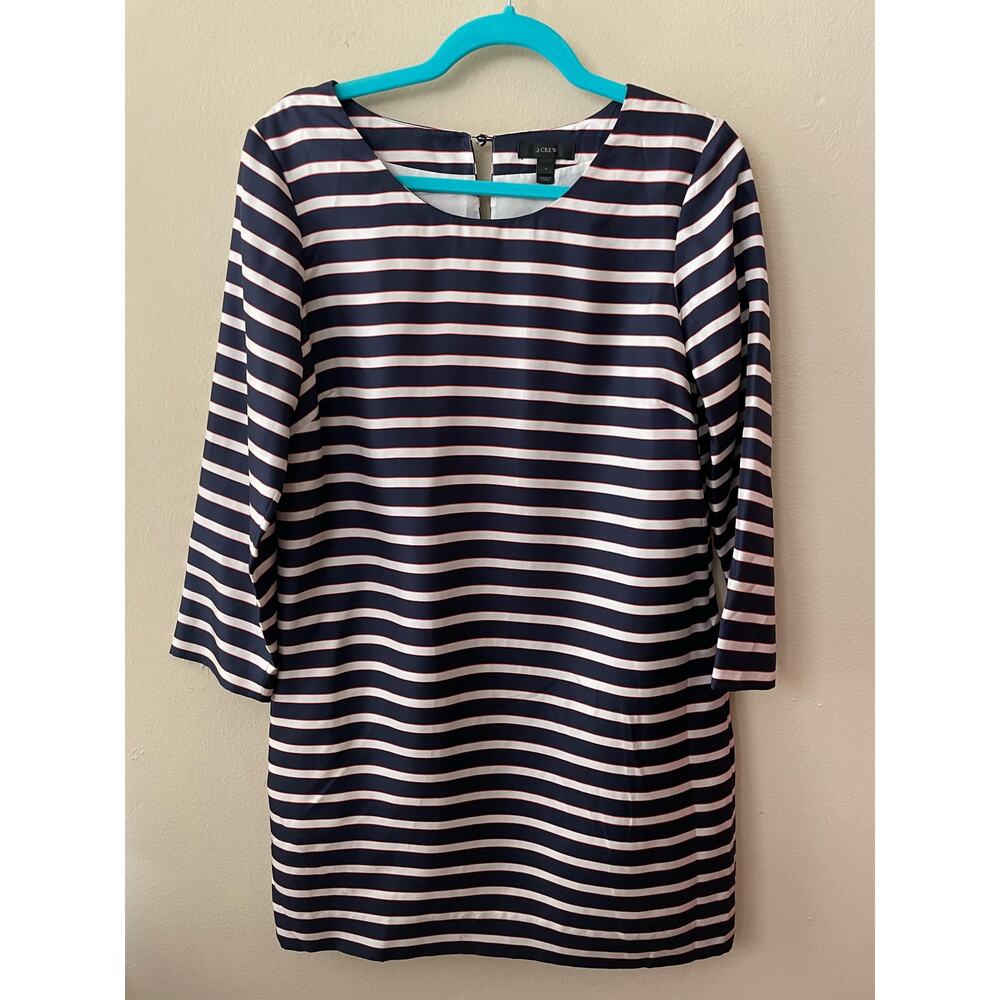 J. Crew 100% Silk Red White & Blue Striped Dress